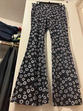No Boundaries Black & White Floral Boot Cut Pants